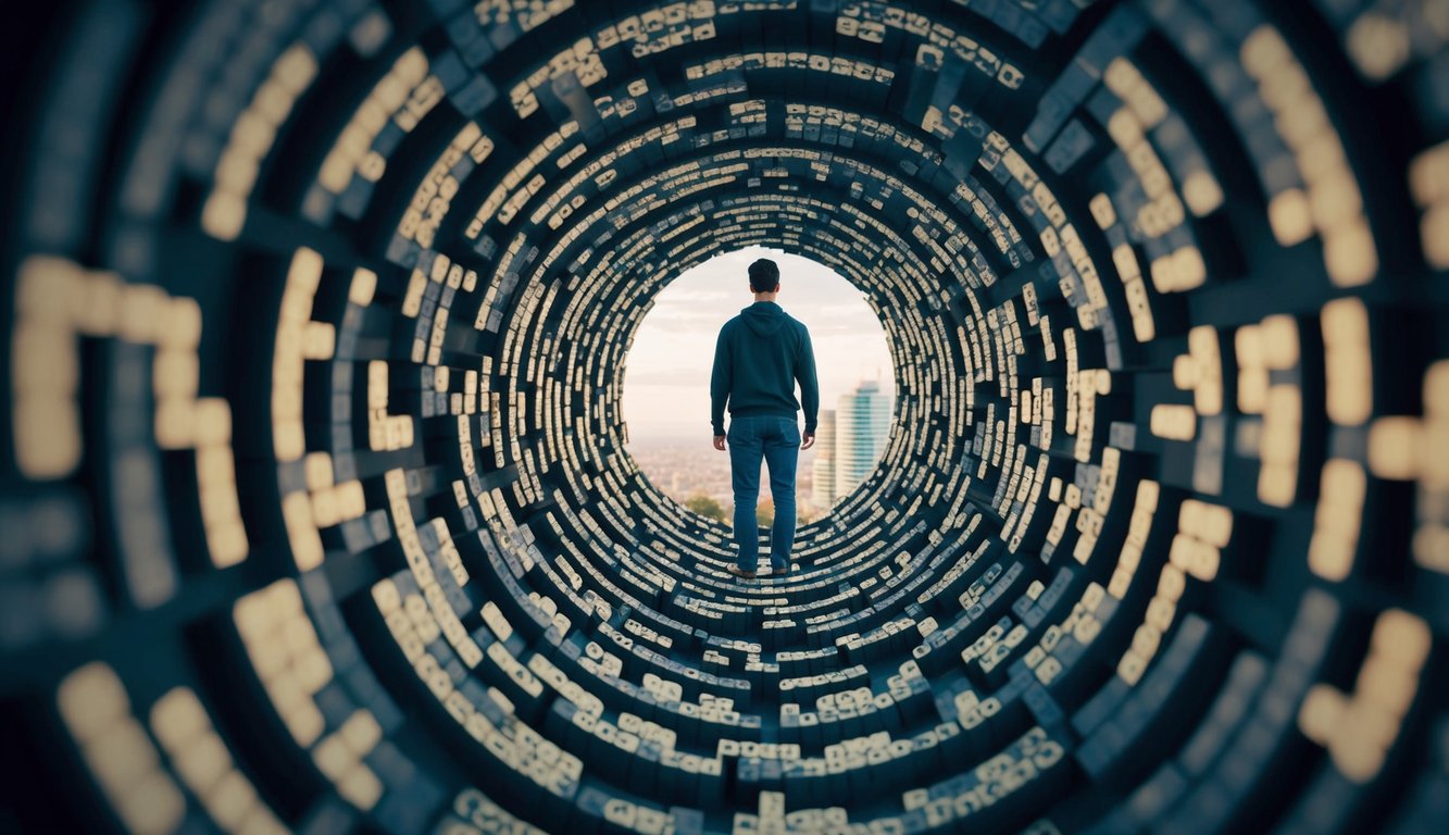 A person overlooking a maze of keywords while others focus on direct paths, missing out on crucial insights